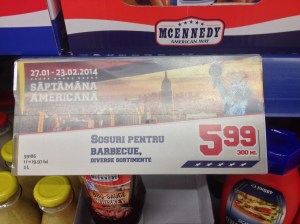 American week at the store. Barbecue sauce and peanut butter at the store is rare!